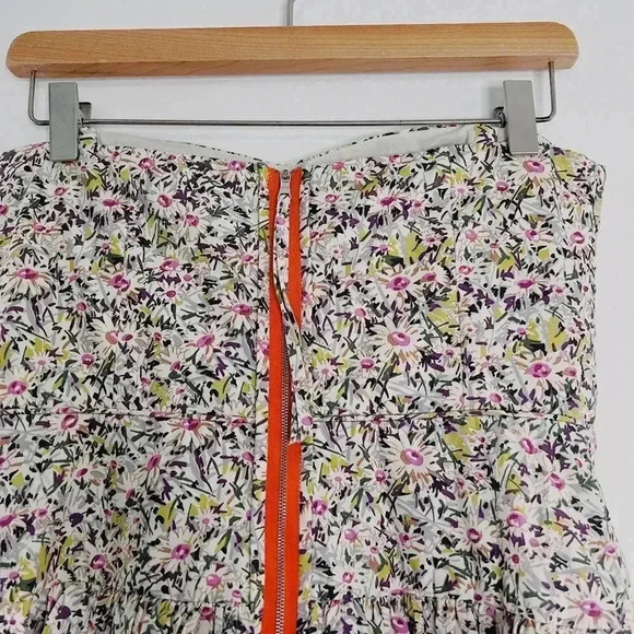 Y2K J Crew Strapless Ruffle Tiered Mini Dress Coquette Boho Chic Women's Size 6 - Picture 6 of 6